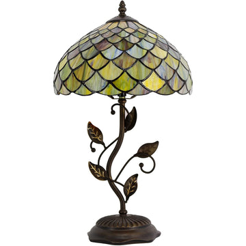 12 inch Werfactory® Tiffany Table Lamp Stained Glass Fish Scales Desk Light